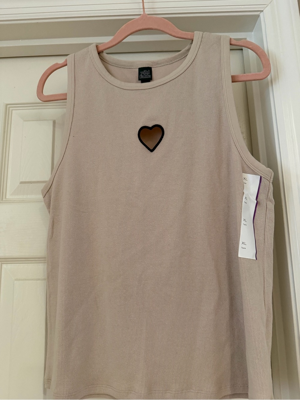 wild fable Ribbed Tank Top with Heart cutout- Taupe